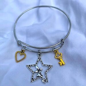 Brand New! Handmade! Adjustable Charm Bangle Bracelet!